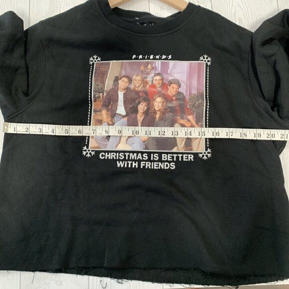 FRIENDS Christmas Black Raw Hem Sweatshirt - Picture 6 of 7
